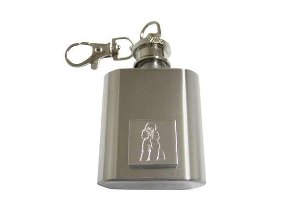 Silver Toned Etched Poodle Dog 1 Oz. Stainless Steel Key Chain Flask