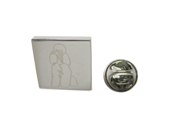 Silver Toned Etched Poodle Dog Lapel Pin