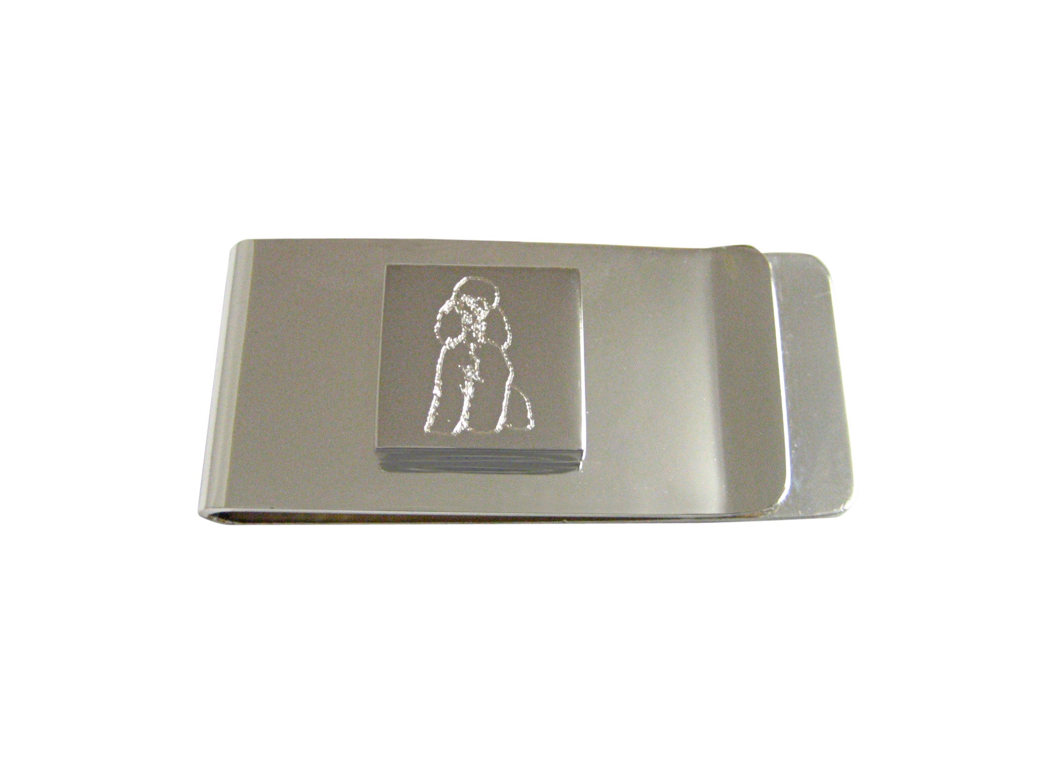Silver Toned Etched Poodle Dog Money Clip