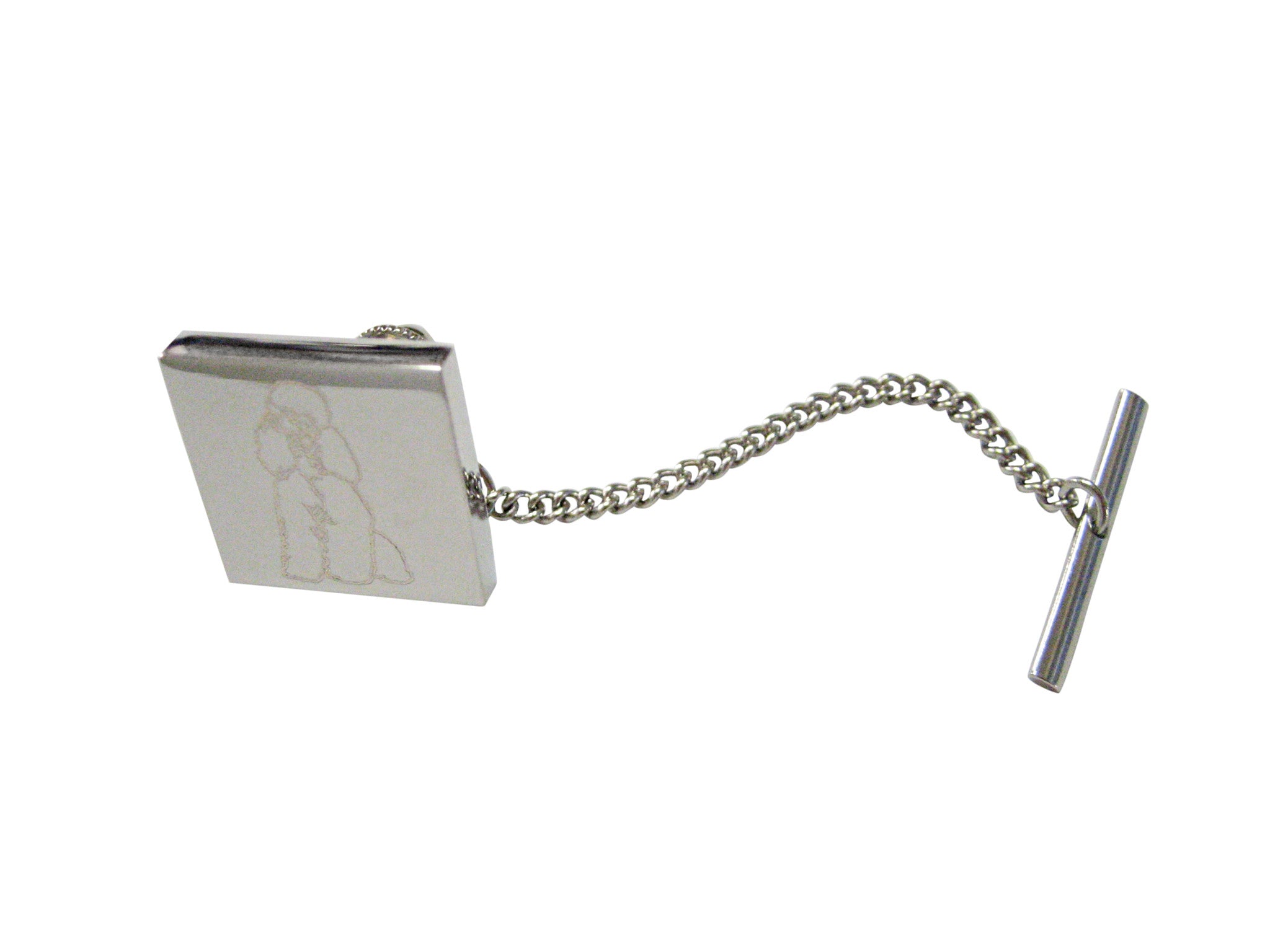 Silver Toned Etched Poodle Dog Tie Tack