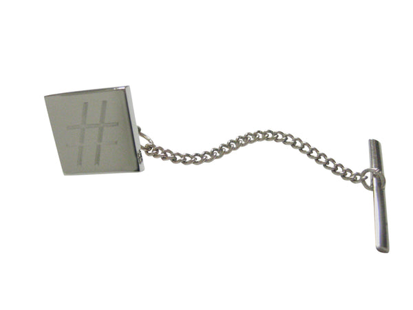 Silver Toned Etched Pound Hash Tag Symbol Tie Tack