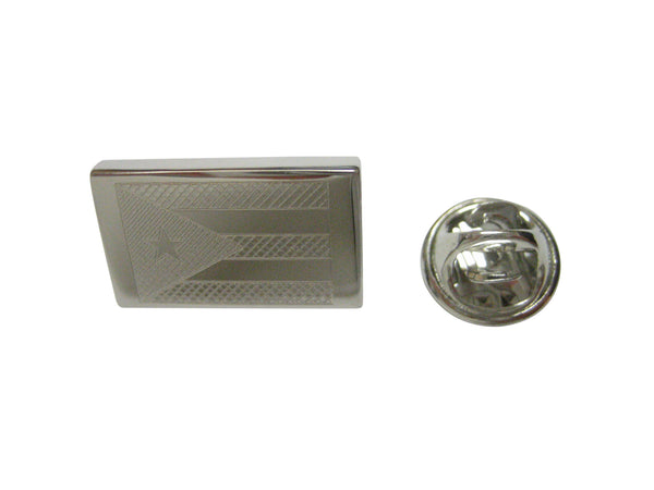 Silver Toned Etched Puerto Rico Flag Lapel Pin
