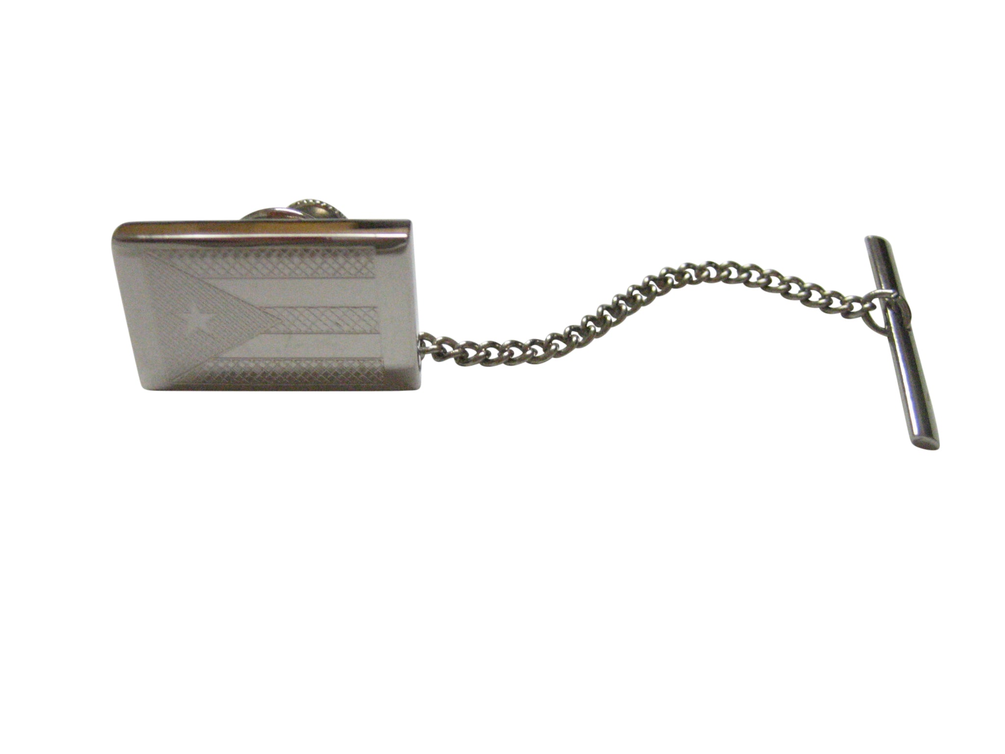 Silver Toned Etched Puerto Rico Flag Tie Tack