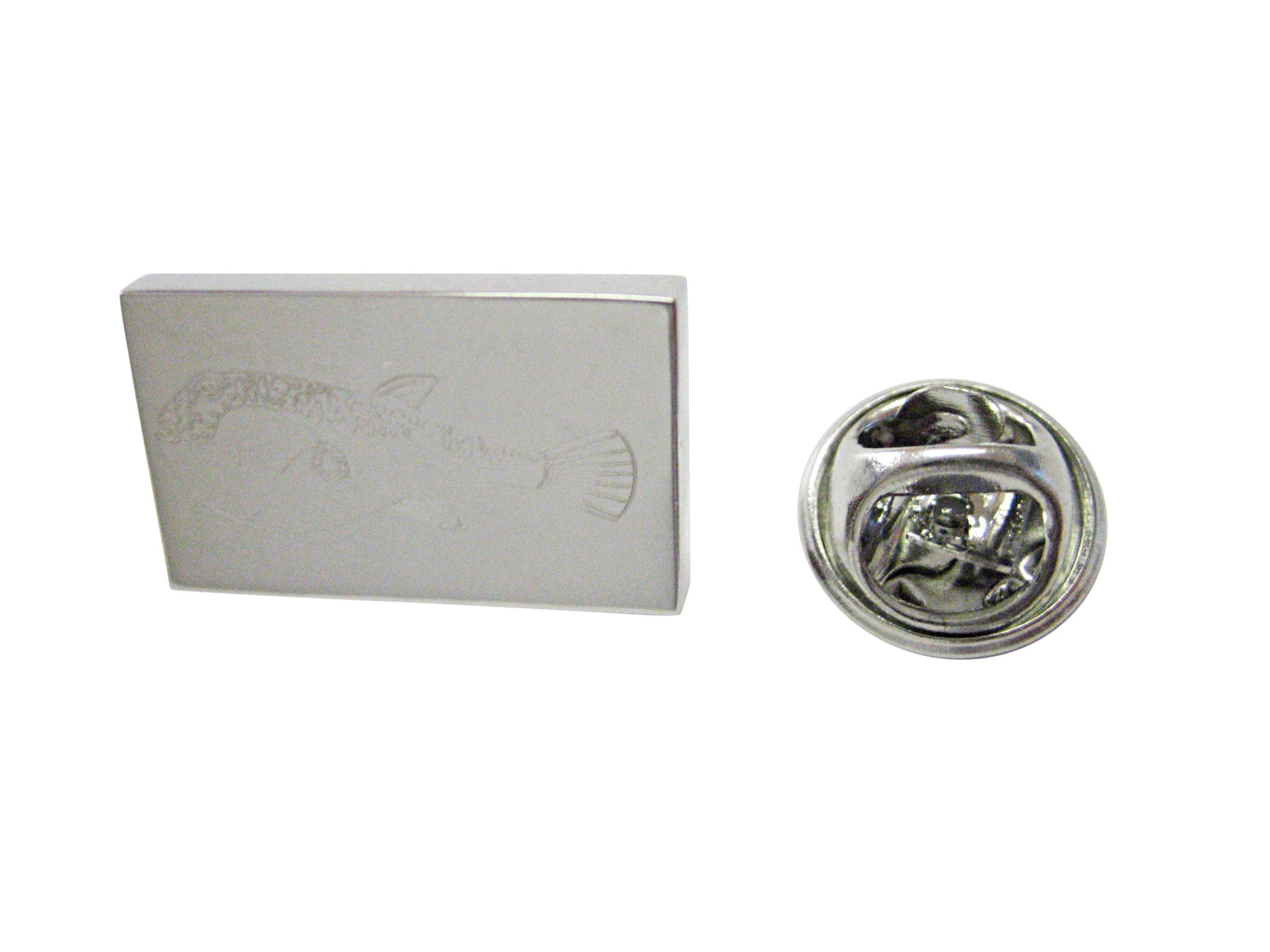 Silver Toned Etched Puffer Fish Lapel Pin