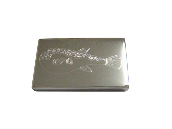 Silver Toned Etched Puffer Fish Magnet