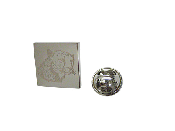 Silver Toned Etched Puma Head Lapel Pin