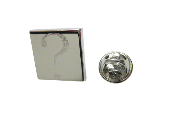 Silver Toned Etched Question Mark Lapel Pin