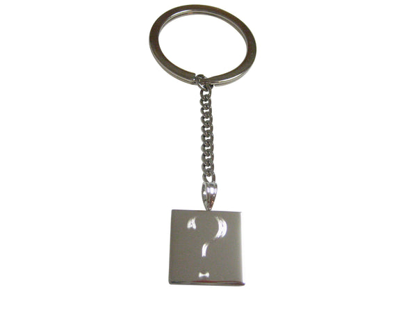 Silver Toned Etched Question Mark Pendant Keychain
