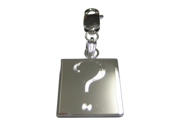 Silver Toned Etched Question Mark Pendant Zipper Pull Charm