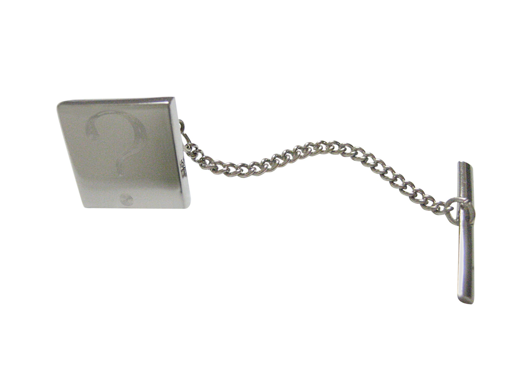 Silver Toned Etched Question Mark Tie Tack