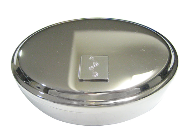 Silver Toned Etched RNA Ribonucleic Acid Molecule Oval Trinket Jewelry Box