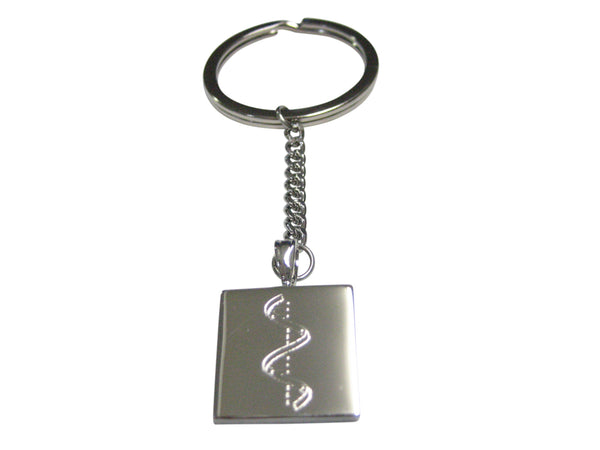 Silver Toned Etched RNA Ribonucleic Acid Molecule Pendant Keychain