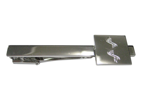 Silver Toned Etched RNA Ribonucleic Acid Molecule Tie Clip