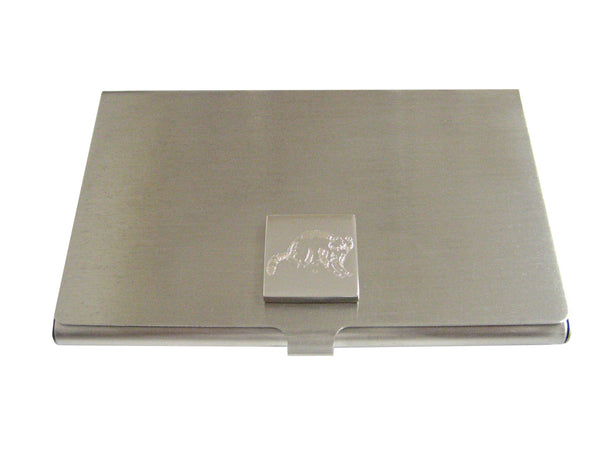 Silver Toned Etched Raccoon Business Card Holder