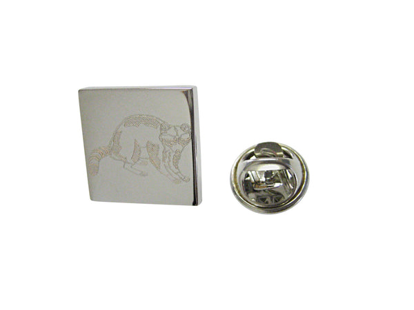 Silver Toned Etched Raccoon Lapel Pin