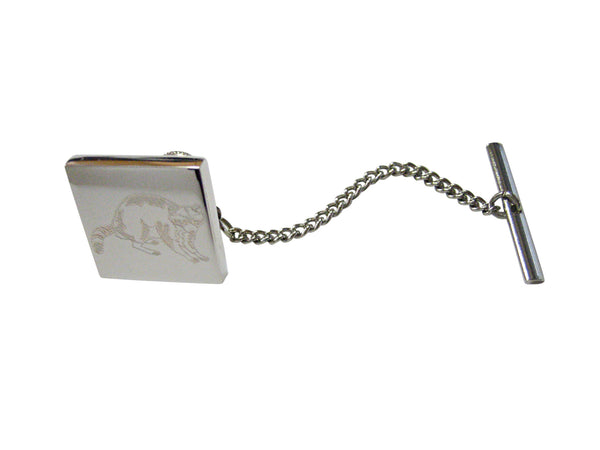 Silver Toned Etched Raccoon Tie Tack