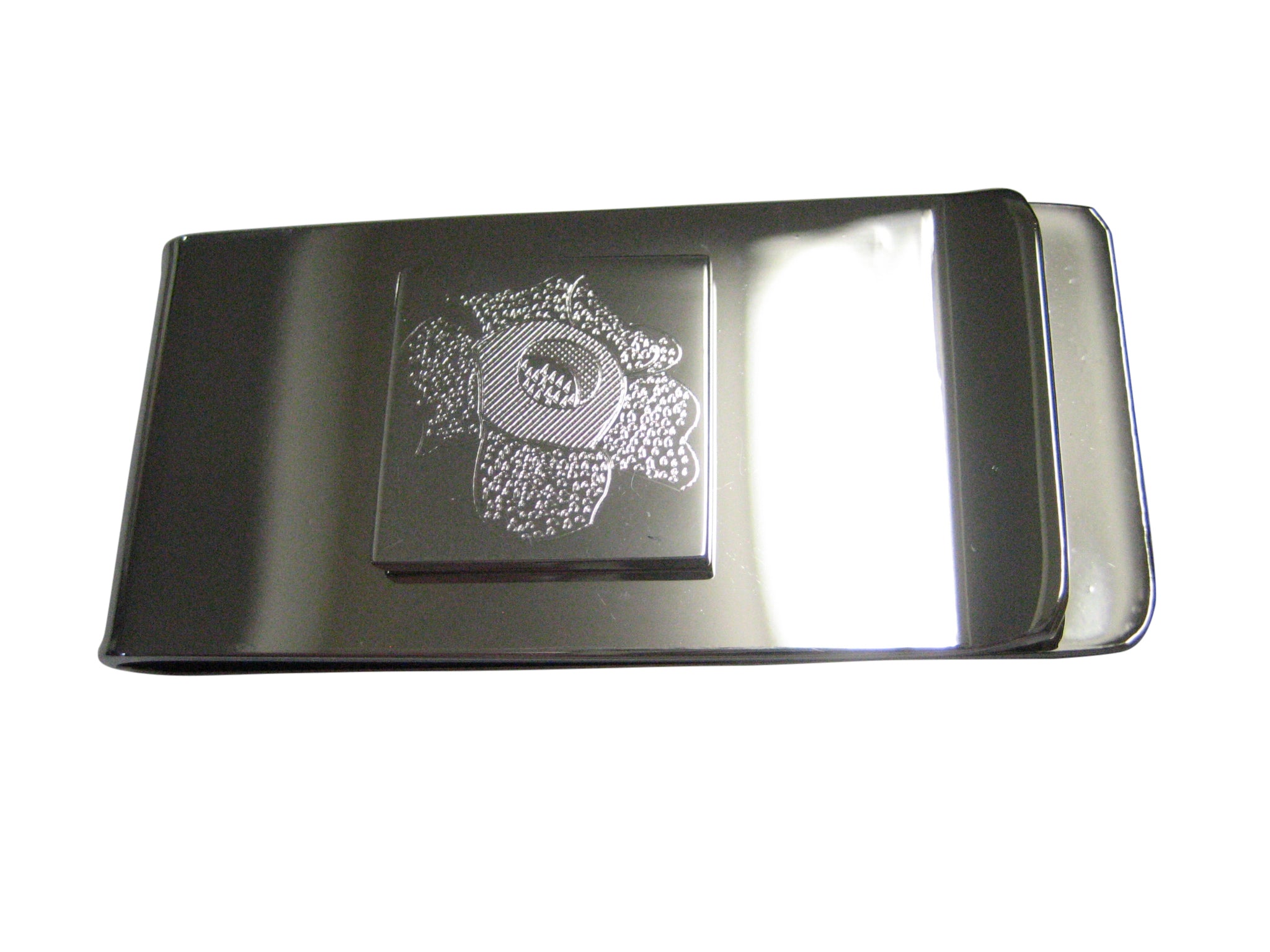 Silver Toned Etched Rafflesia Arnoldii Carnivorous Plant Money Clip