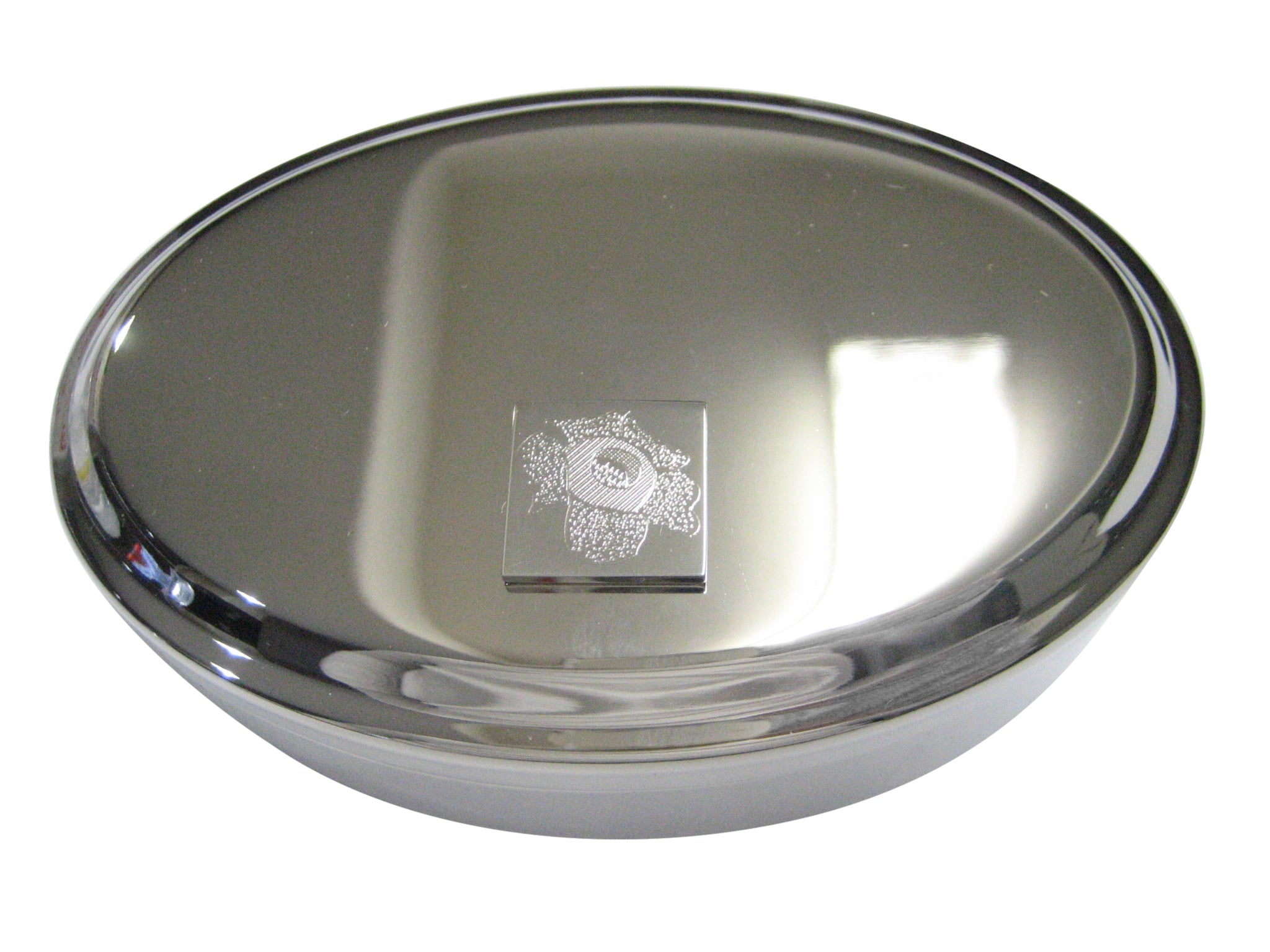 Silver Toned Etched Rafflesia Arnoldii Carnivorous Plant Oval Trinket Jewelry Box