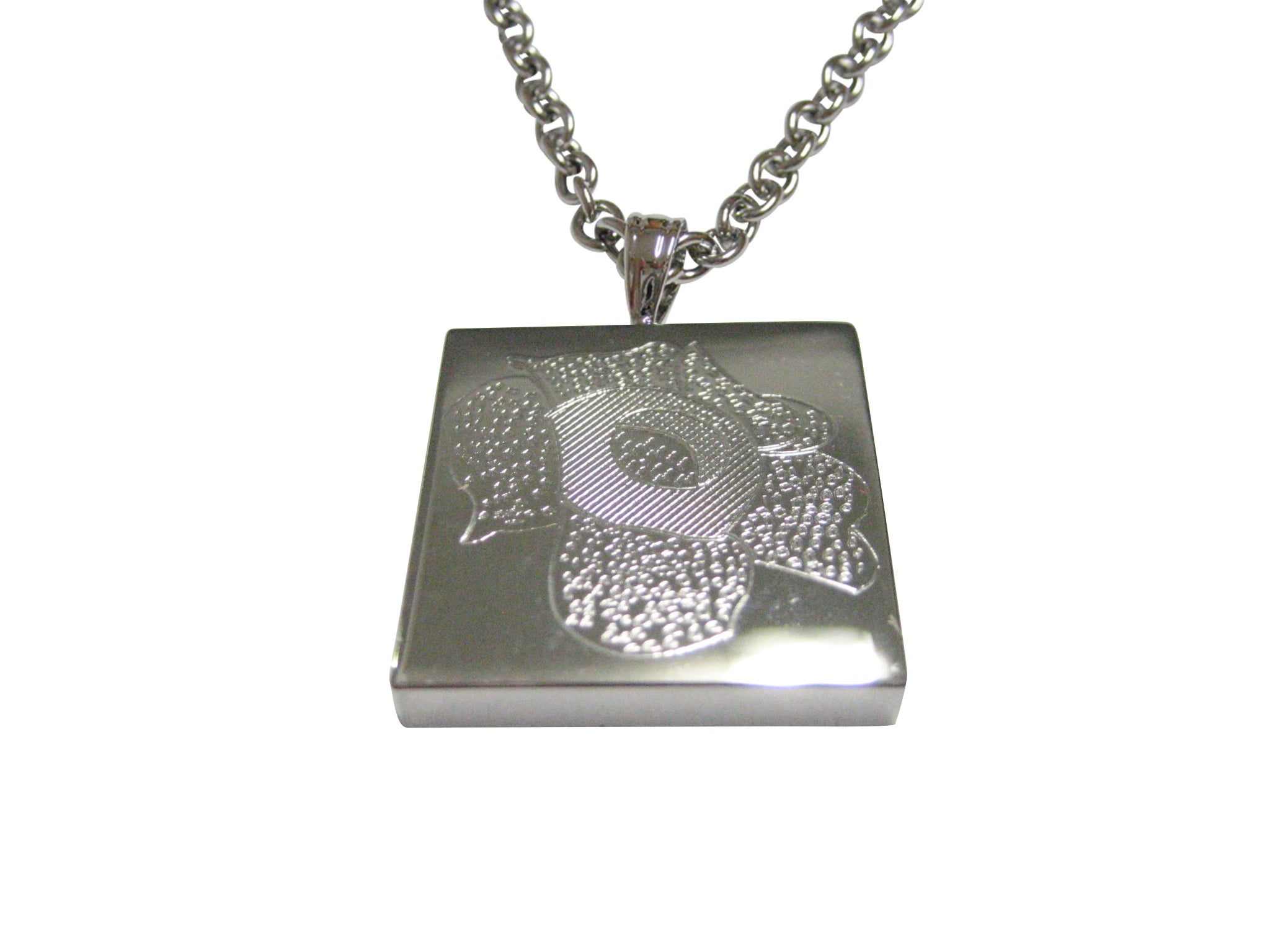 Silver Toned Etched Rafflesia Arnoldii Carnivorous Plant Pendant Necklace