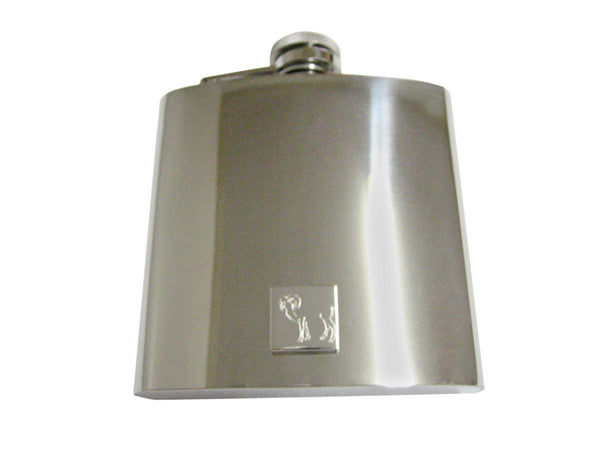 Silver Toned Etched Ram 6 Oz. Stainless Steel Flask