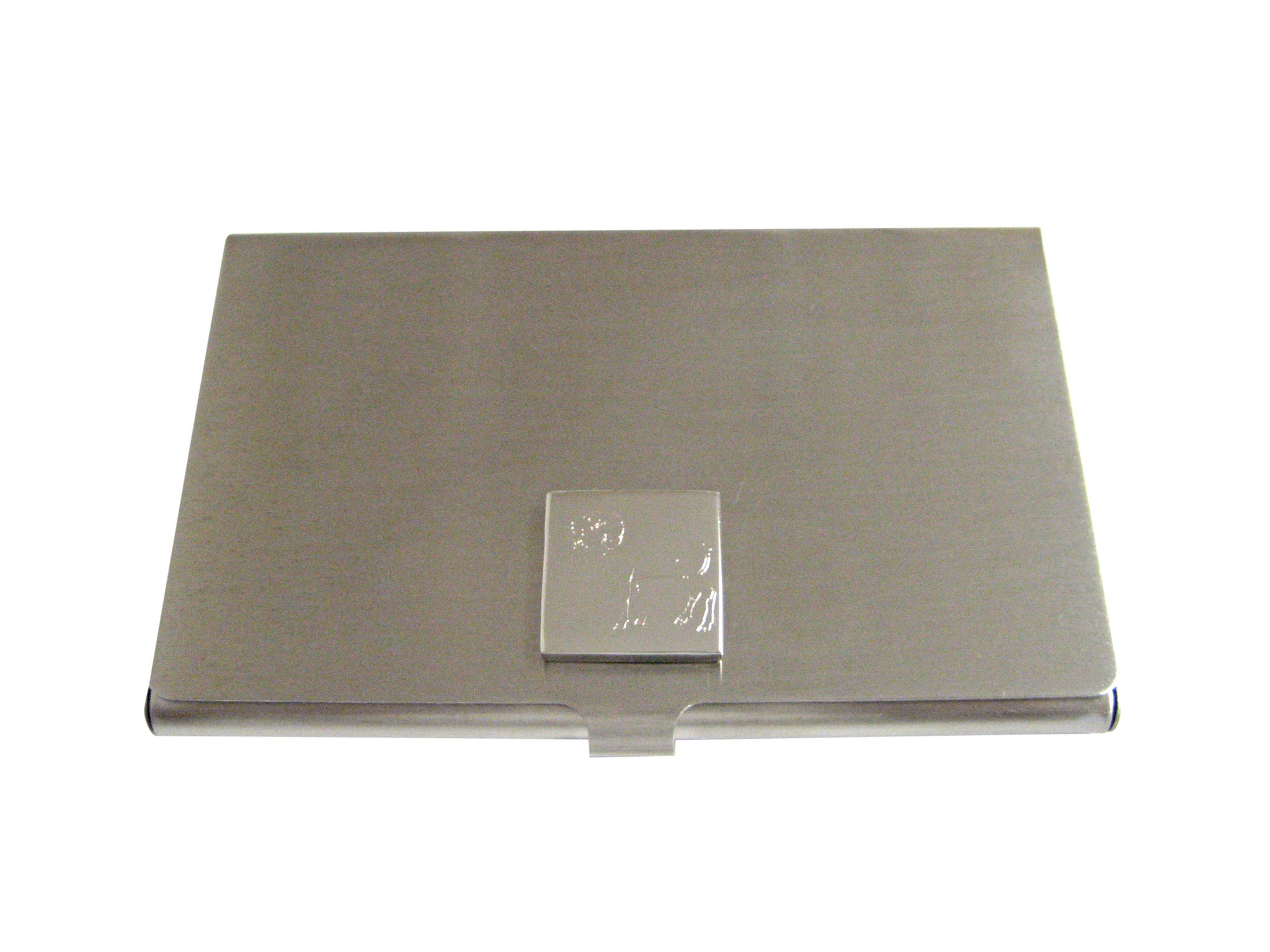 Silver Toned Etched Ram Business Card Holder