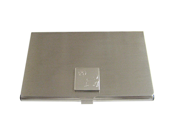 Silver Toned Etched Ram Business Card Holder