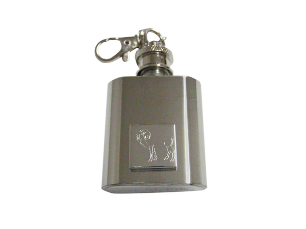Silver Toned Etched Ram 1 Oz. Stainless Steel Key Chain Flask