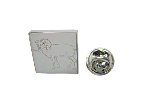 Silver Toned Etched Ram Lapel Pin