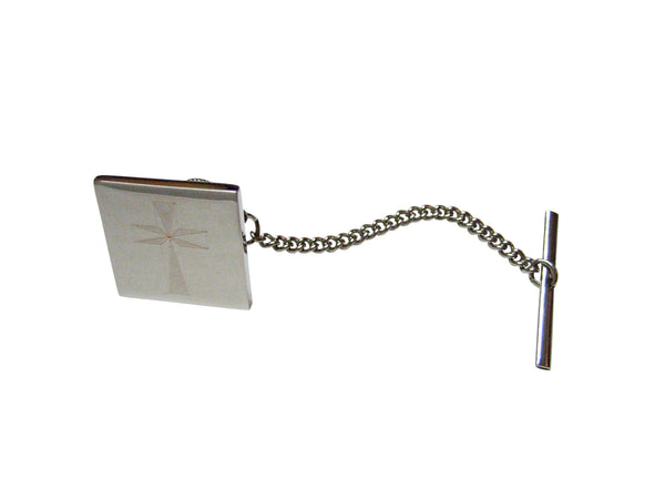 Silver Toned Etched Religious Cross Tie Tack