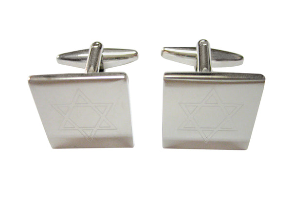 Silver Toned Etched Religious Star of David Cufflinks