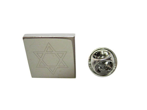 Silver Toned Etched Religious Star of David Lapel Pin