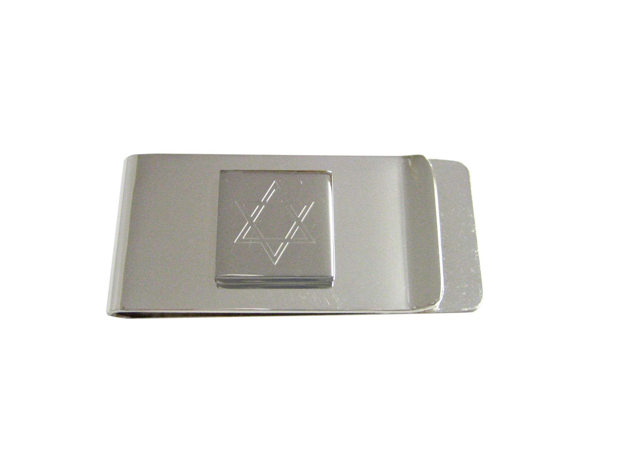 Silver Toned Etched Religious Star of David Money Clip