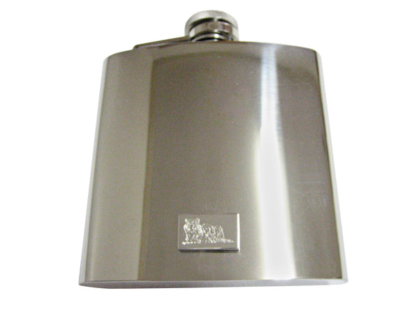 Silver Toned Etched Resting Tiger 6 Oz. Stainless Steel Flask