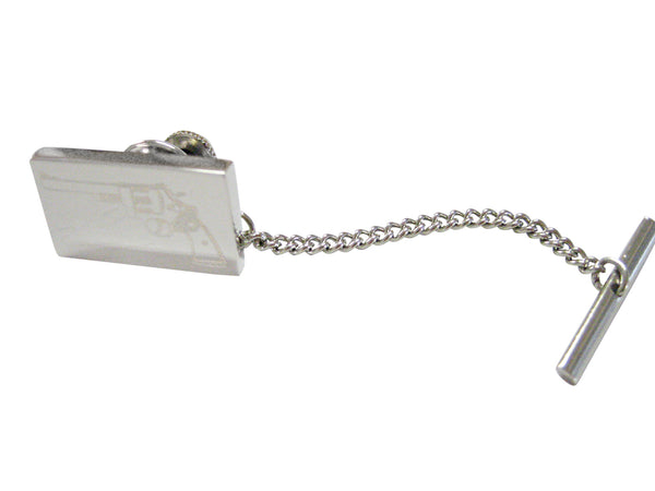 Silver Toned Etched Revolver Gun Pistol Tie Tack