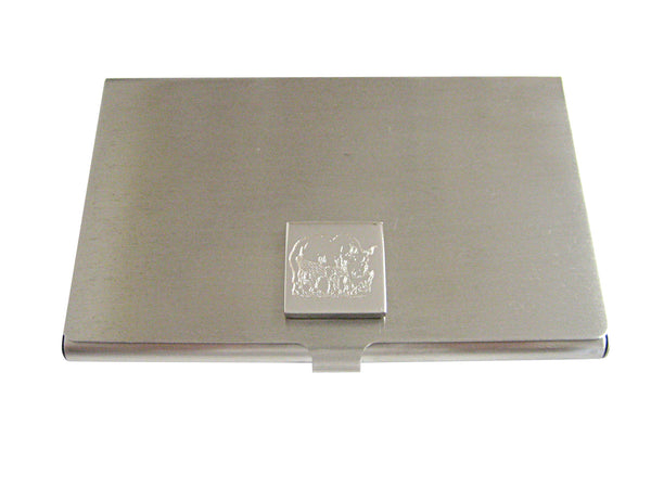 Silver Toned Etched Rhino Business Card Holder