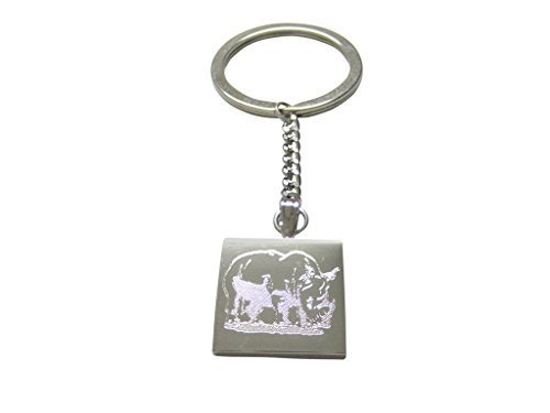 Silver Toned Etched Rhino Keychain