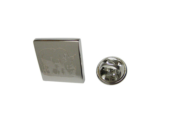 Silver Toned Etched Rhino Lapel Pin
