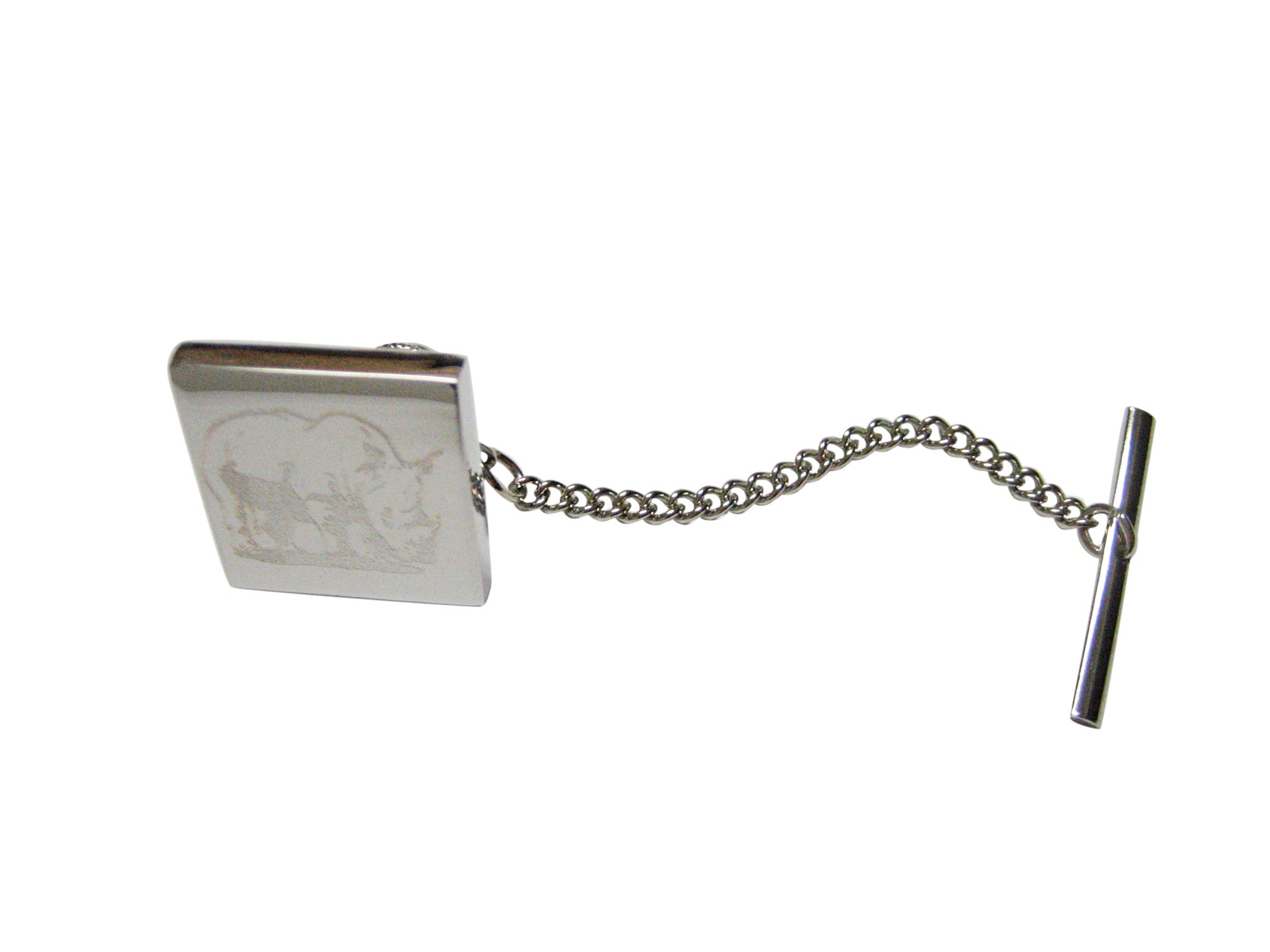 Silver Toned Etched Rhino Tie Tack