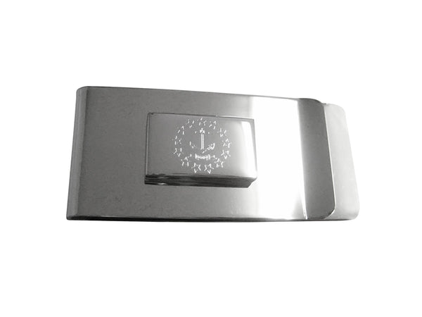 Silver Toned Etched Rhode Island State Flag Money Clip