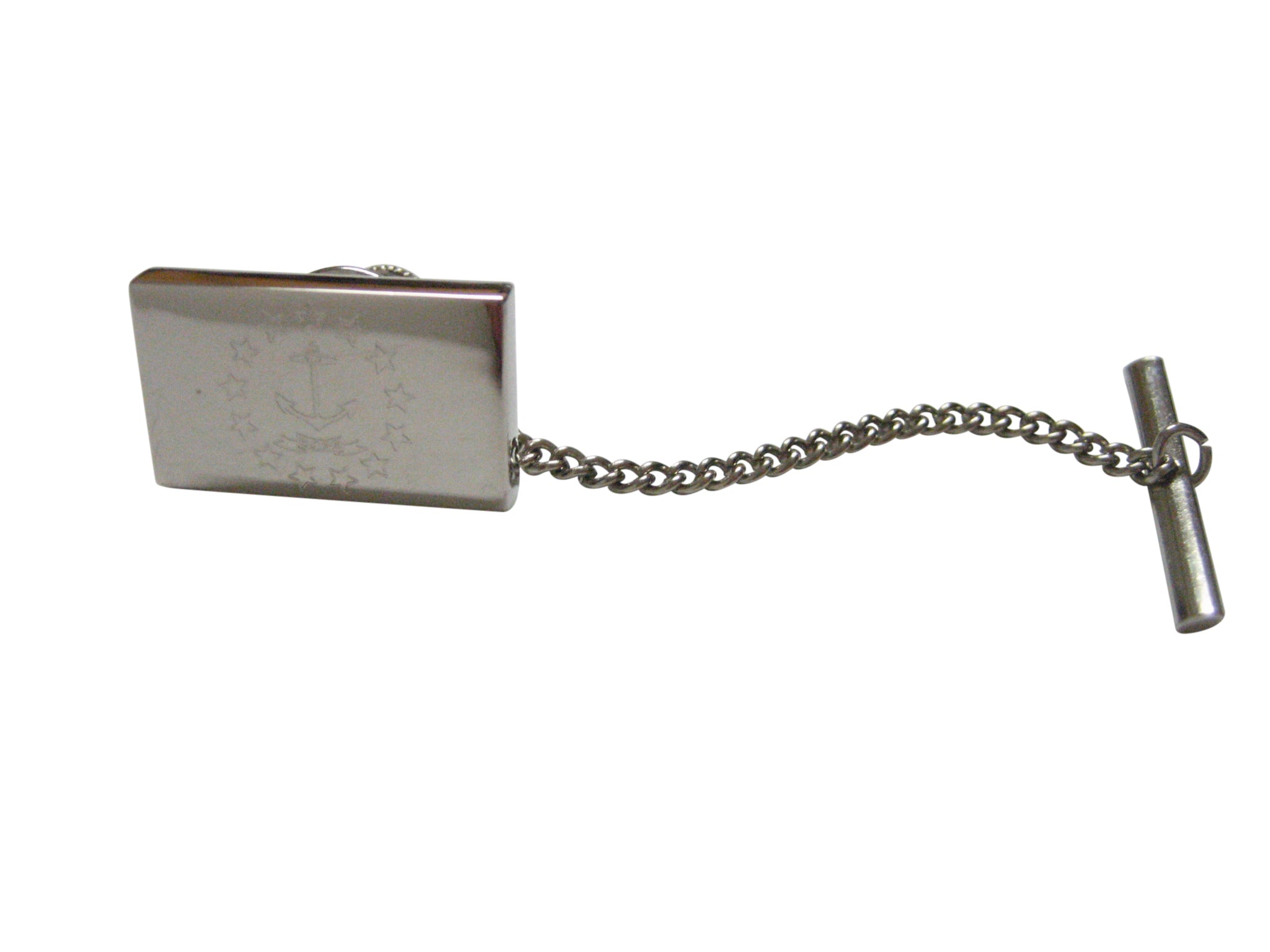 Silver Toned Etched Rhode Island State Flag Tie Tack