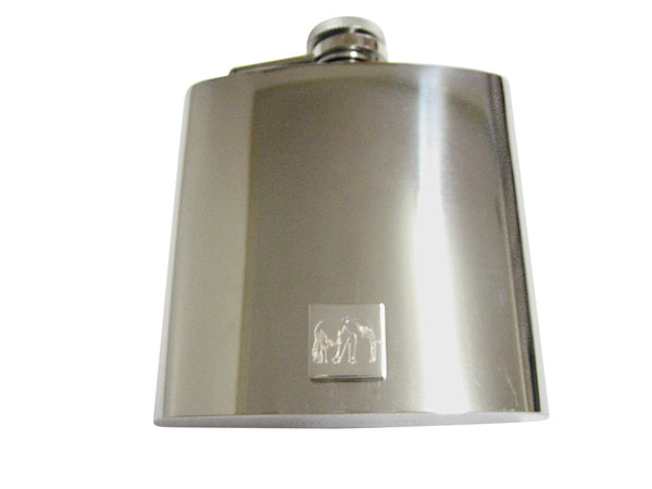 Silver Toned Etched Right Facing Elephant 6 Oz. Stainless Steel Flask