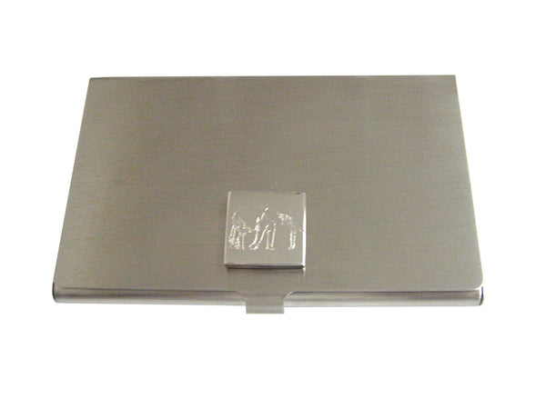 Silver Toned Etched Right Facing Elephant Business Card Holder