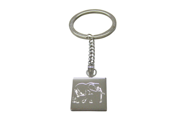 Silver Toned Etched Right Facing Elephant Keychain