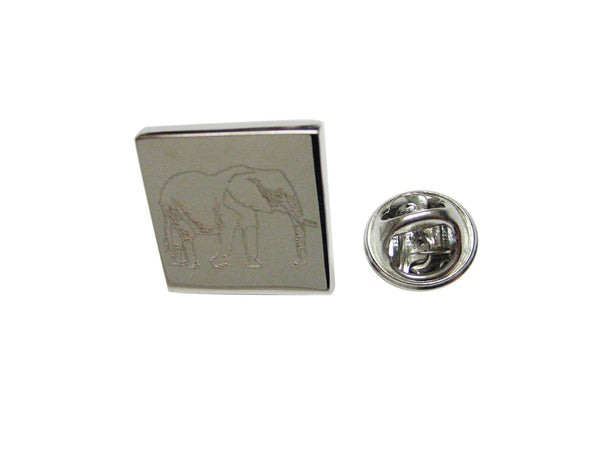 Silver Toned Etched Right Facing Elephant Lapel Pin