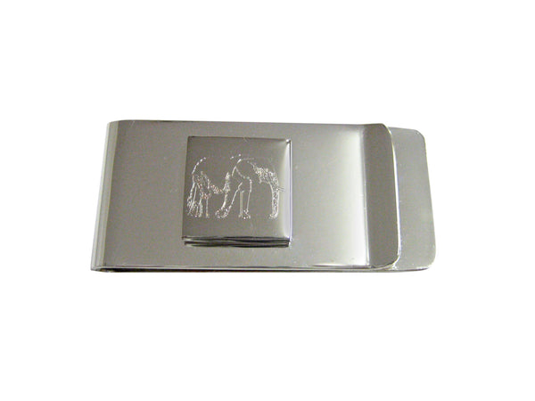 Silver Toned Etched Right Facing Elephant Money Clip