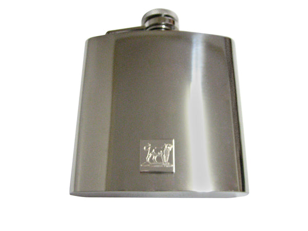 Silver Toned Etched Roaring Lioness 6 Oz. Stainless Steel Flask