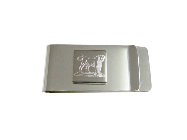 Silver Toned Etched Roaring Lioness Money Clip