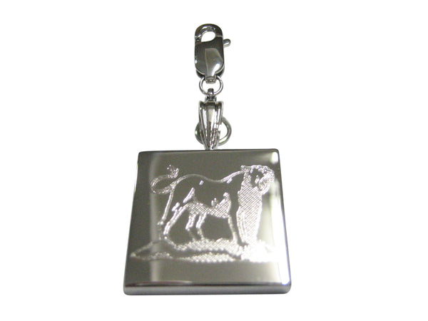 Silver Toned Etched Roaring Lioness Pendant Zipper Pull Charm