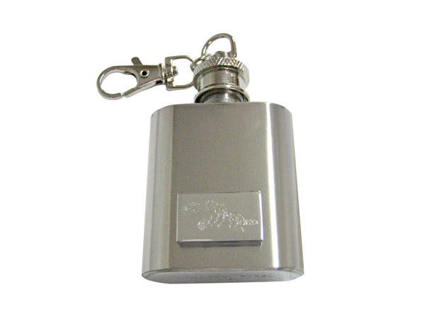 Silver Toned Etched Rock Cod Fish 1 Oz. Stainless Steel Key Chain Flask