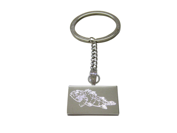 Silver Toned Etched Rock Cod Fish Keychain